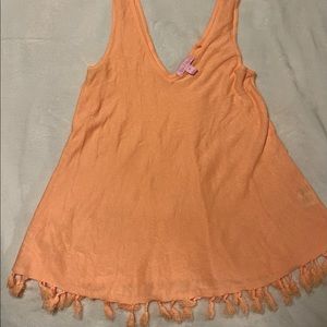 Lilly Pulitzer Orange Tank Top w/ Fringe